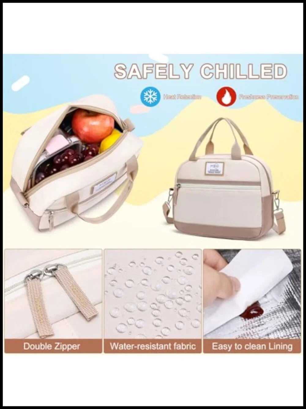 Girls School Backpack Set with Lunch Box Pencil Case, Waterproof Nylon Bookbag